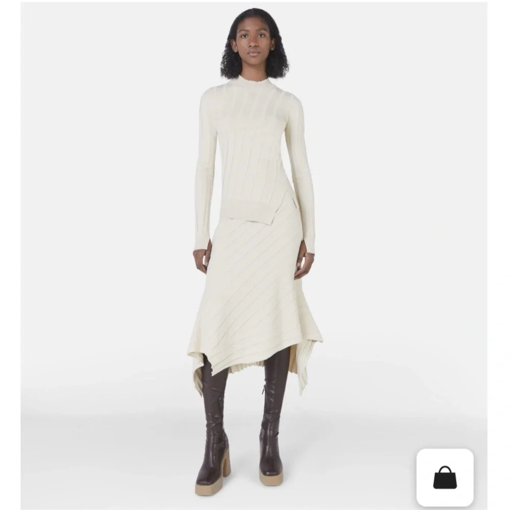 NWT Stella McCartney wide ribbed knit skirt midi size S FW23 - Picture 2 of 9